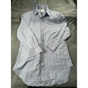 Charles Tyrwhitt Dress Shirt Mens 16-33 Blue/Green Check Classic Fit